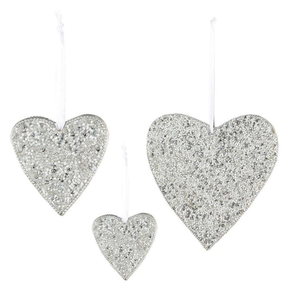 X-Mas Dekoherzen 3er Set, Grau