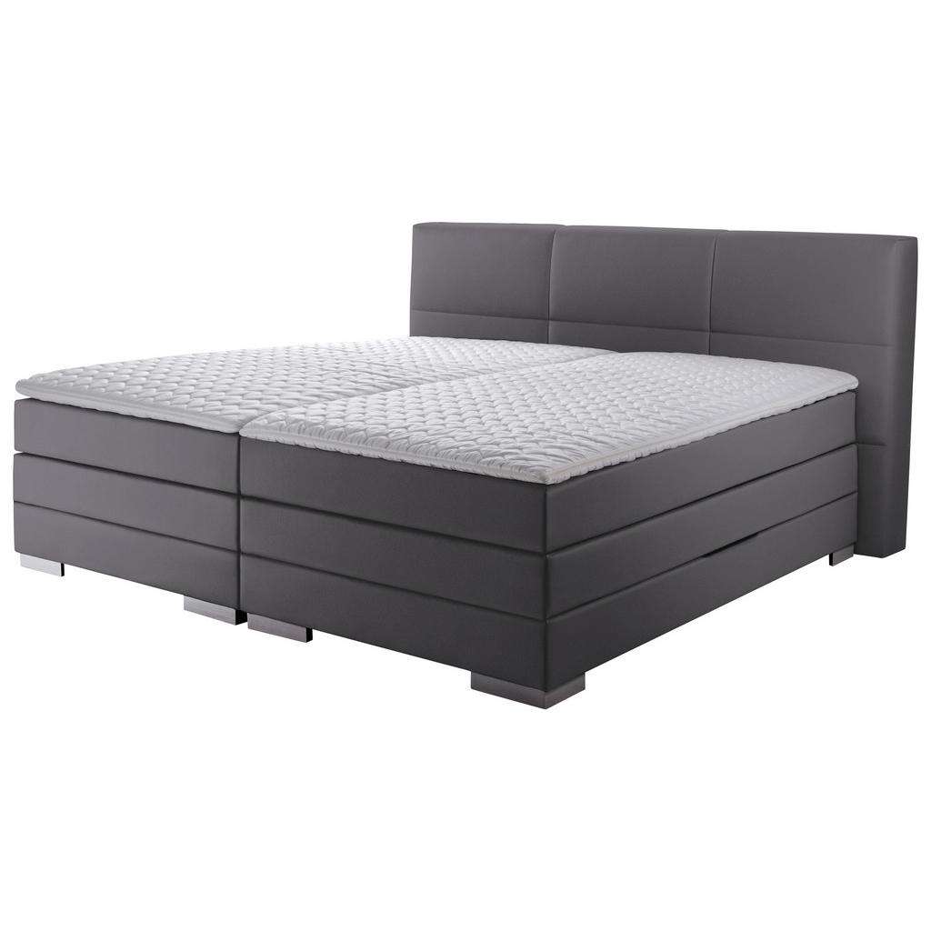 Novel BOXSPRINGBETT 'PRINZ' H2 Lederlook 180/200 cm INKL. Matratze, gepolstertes Kopfteil, Bettkasten, Topper, Grau