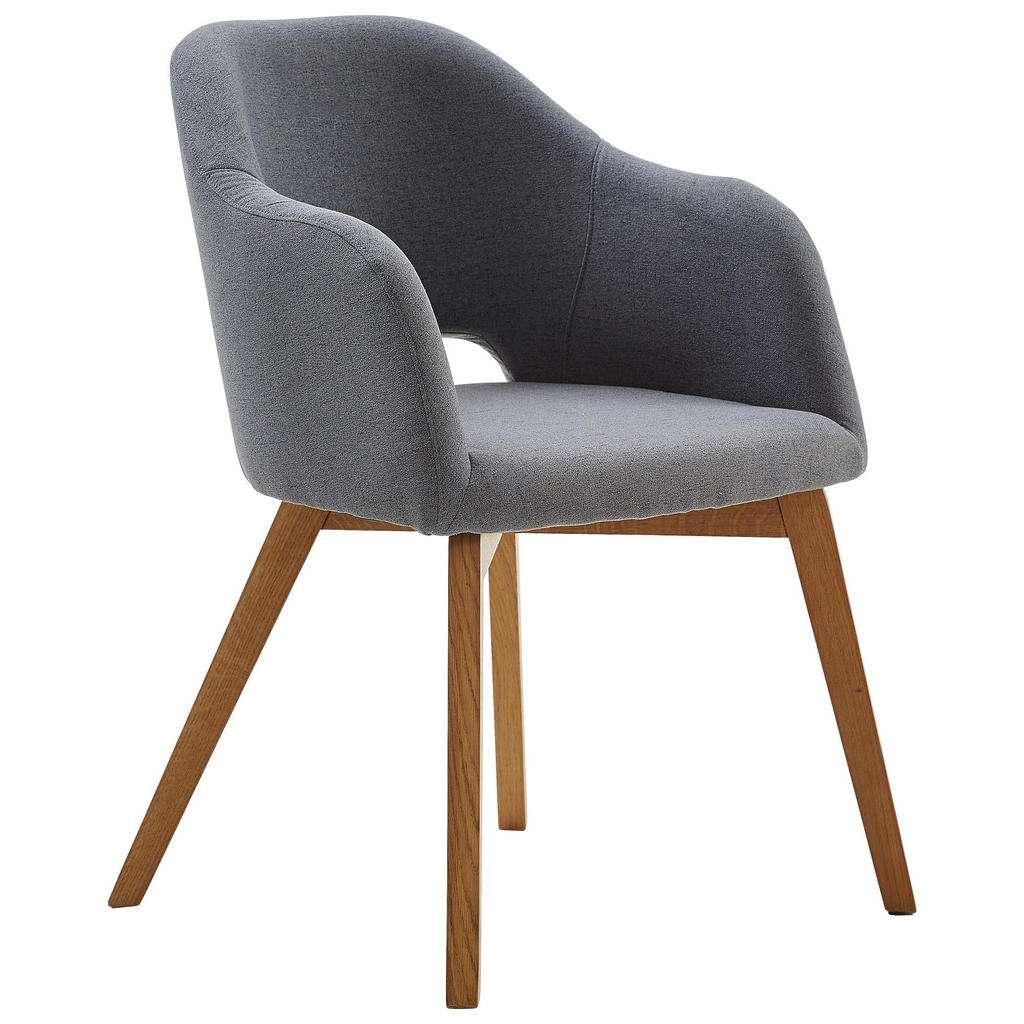 Voleo ARMLEHNSTUHL Webstoff Eiche massiv Grau, Braun