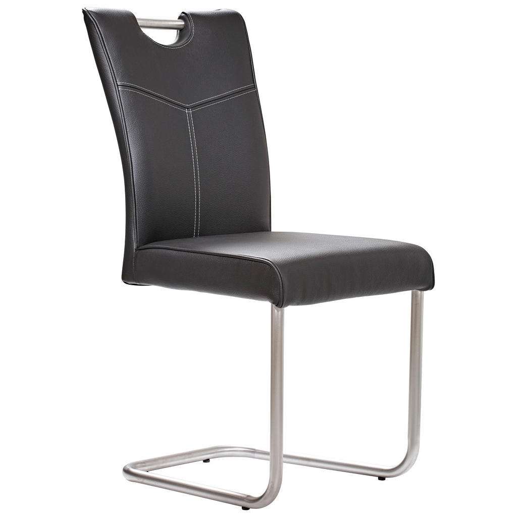 Valdera SCHWINGSTUHL Echtleder Schwarz, Silber