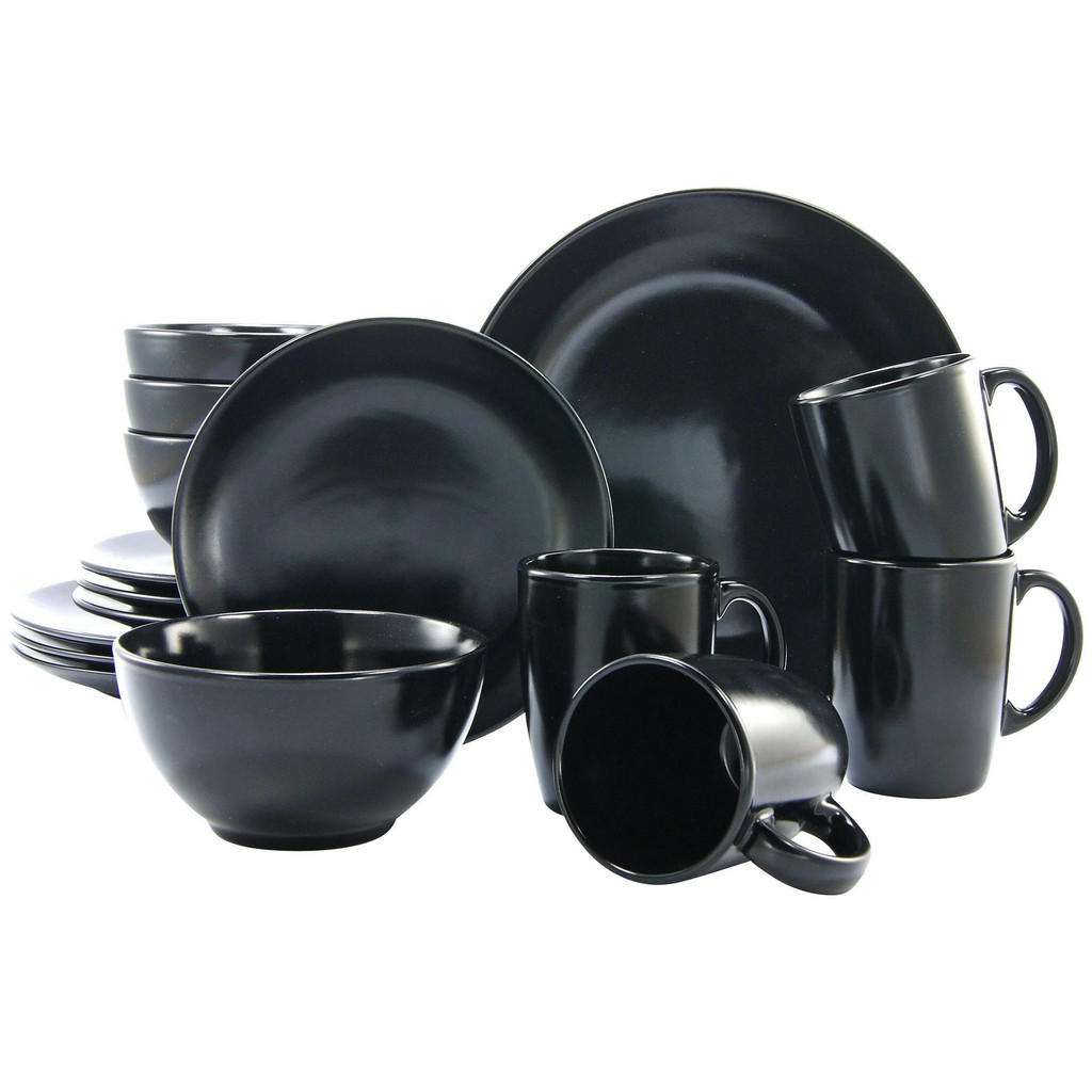 XXXL Steingut KOMBISERVICE 16-teilig, Schwarz