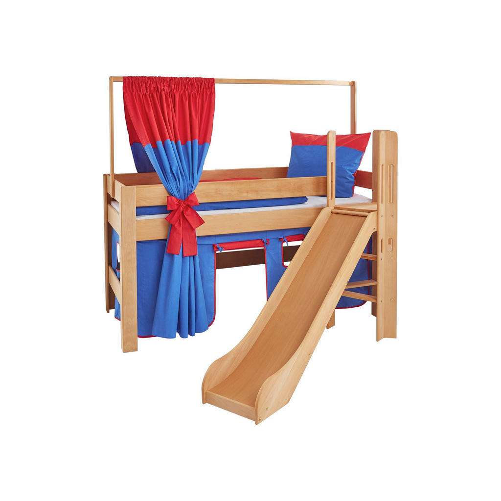 XXXL SPIELBETT Buche massiv 90/200 cm Rot, Blau