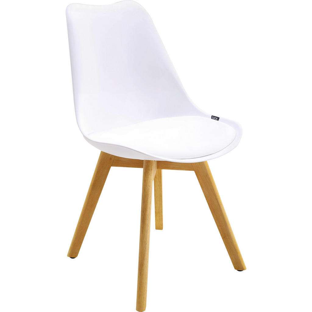 Xora STUHL Lederlook Kautschukholz massiv Weiß, Braun