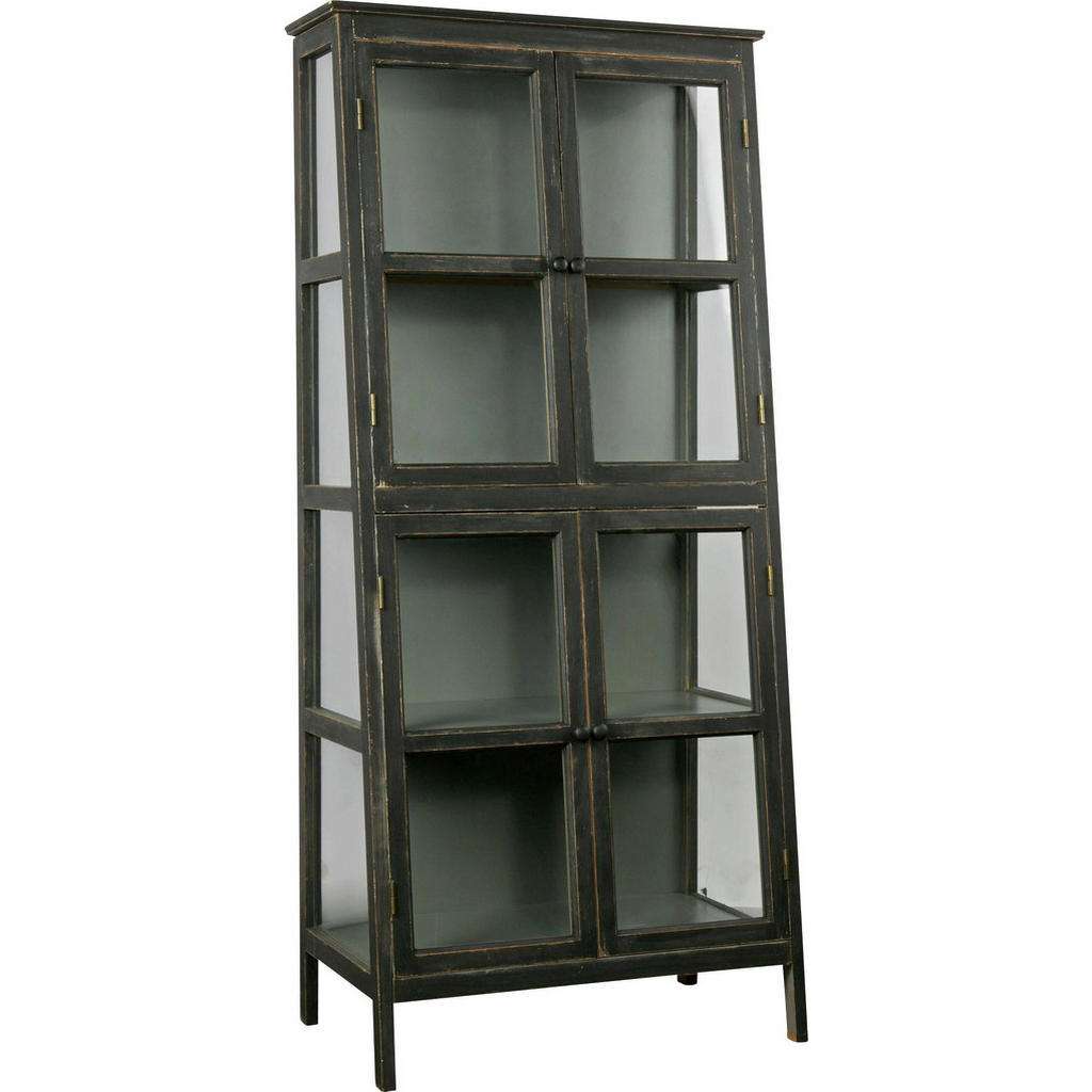 Carryhome VITRINE Kiefer massiv Schwarz
