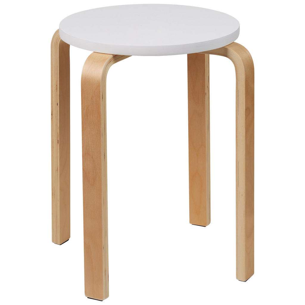 Carryhome HOCKER Birke, Pappel furniert, Sperrholz Weiß, Braun