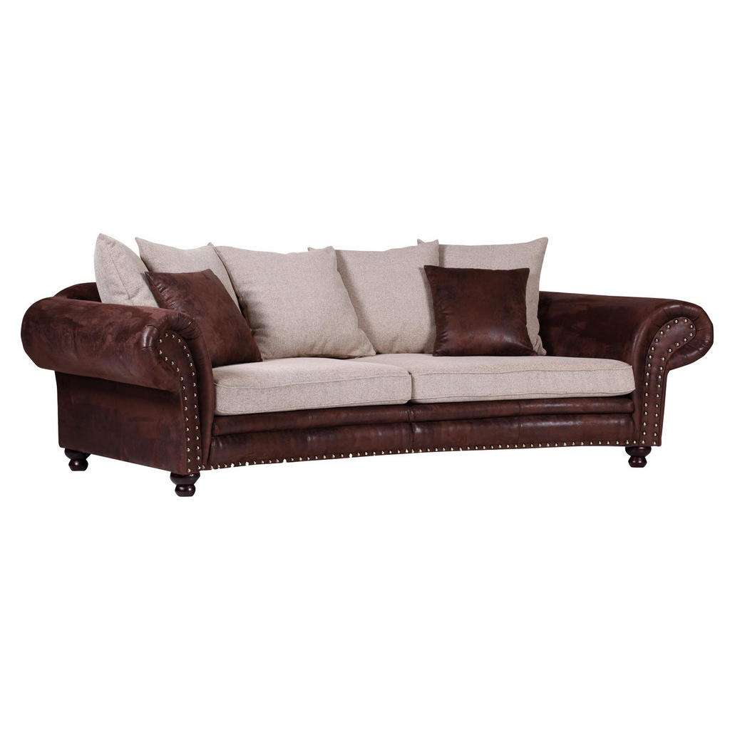 Landscape MEGASOFA Lederlook, Webstoff Braun, Beige