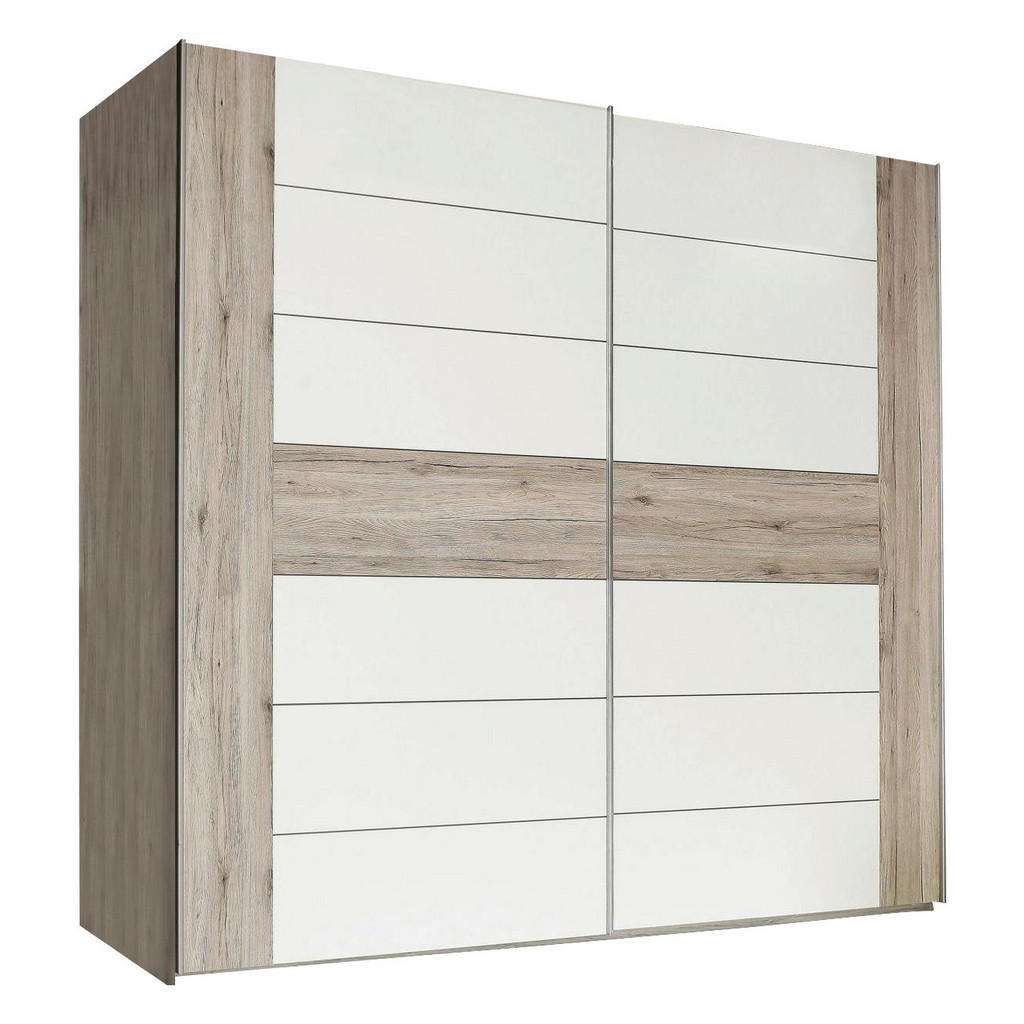 Carryhome SCHWEBETÜRENSCHRANK 2-türig Weiß, Braun