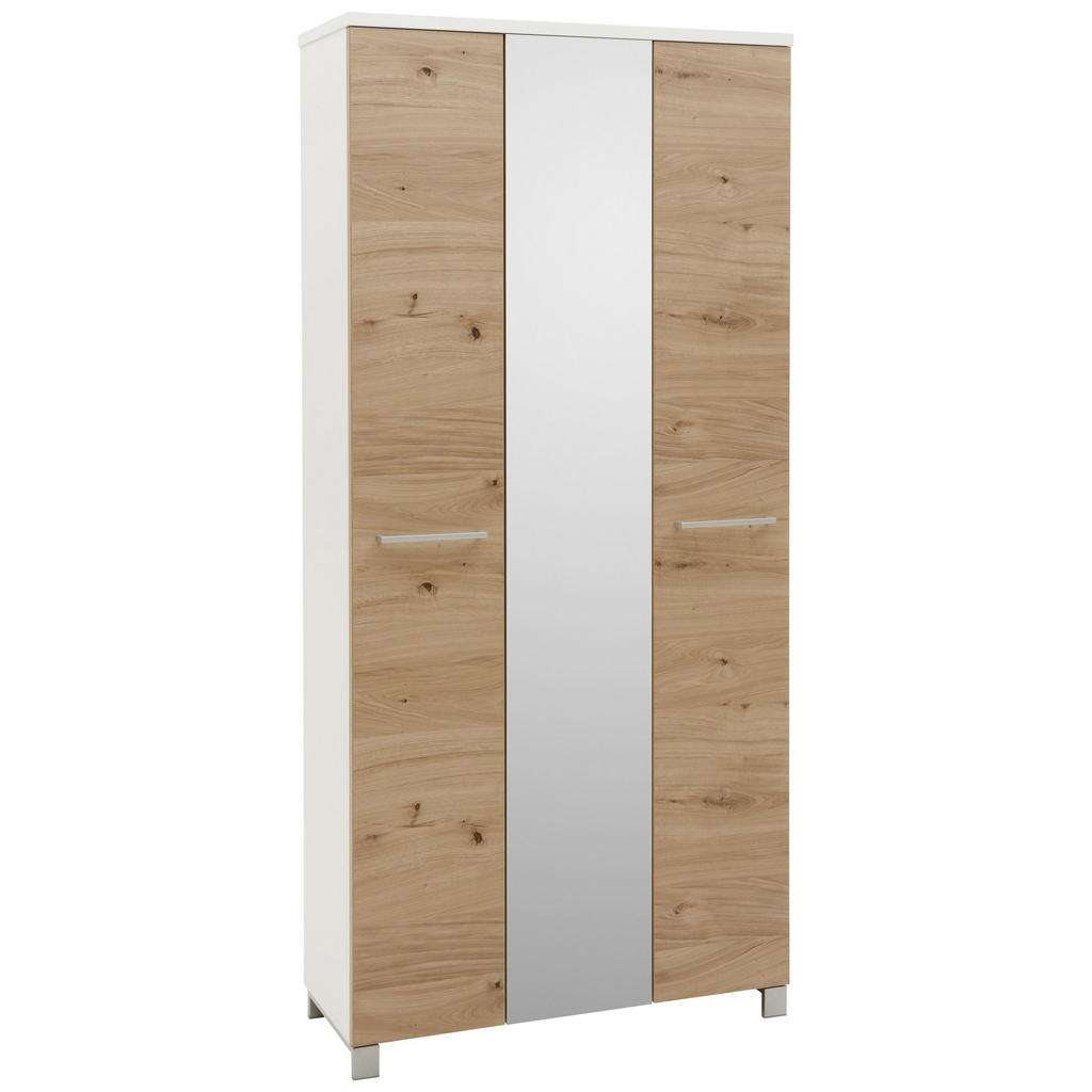 Dieter Knoll GARDEROBENSCHRANK Balkeneiche furniert lackiert Weiß, Braun