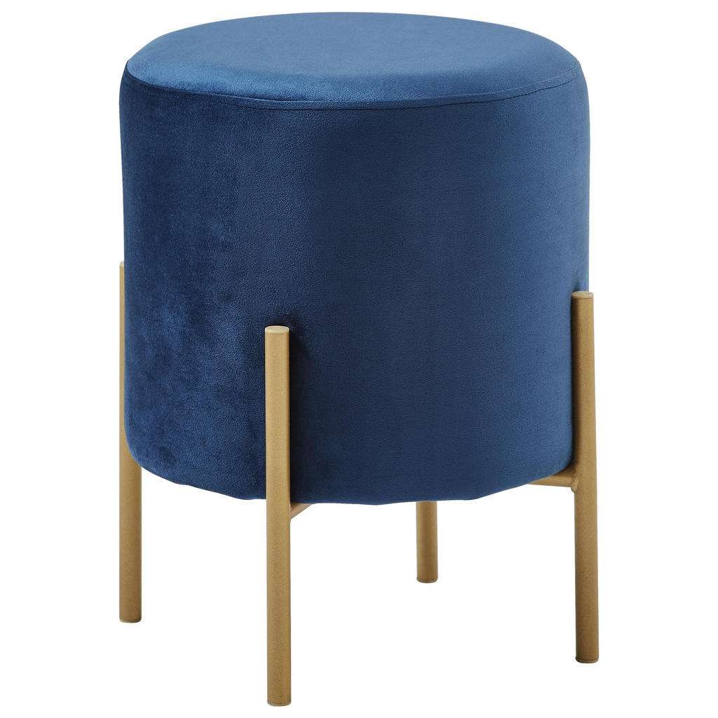Xora HOCKER Samt Blau, Gold