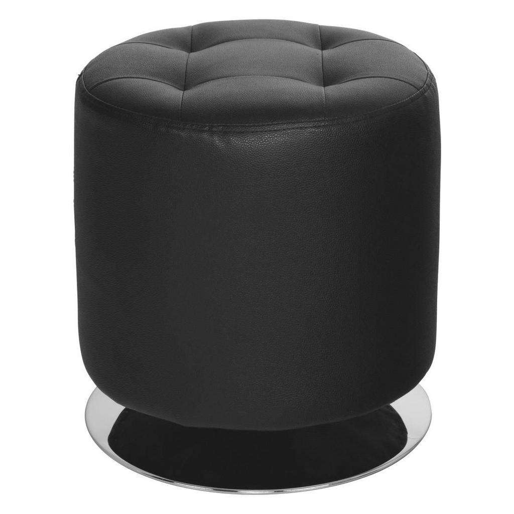 XXXL HOCKER Lederlook Schwarz, Silber