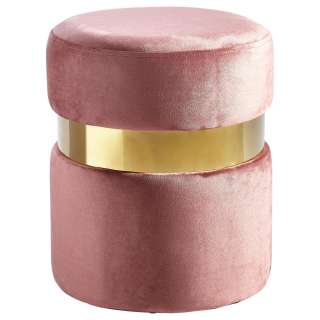 Xora HOCKER Samt Rosa, Gold