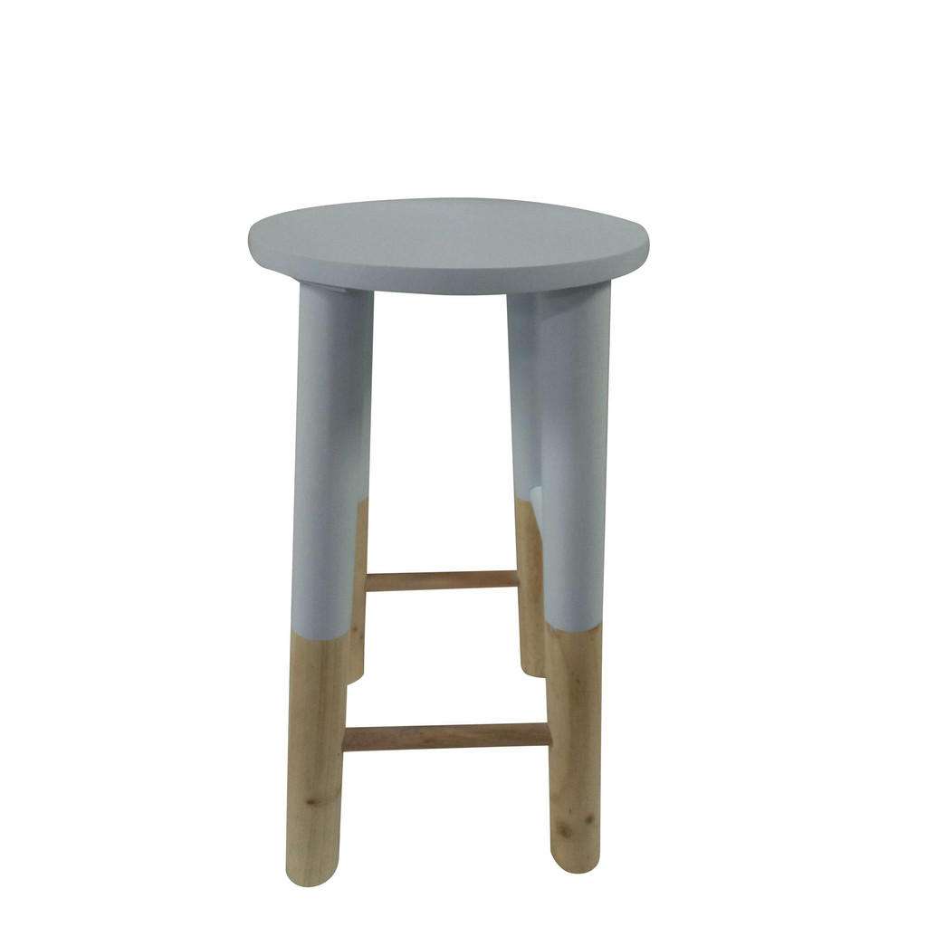 Ambia Home HOCKER Kiefer, Recyclingholz vollmassiv Weiß