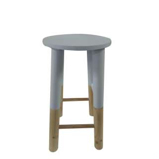 Ambia Home HOCKER Kiefer, Recyclingholz vollmassiv Weiß