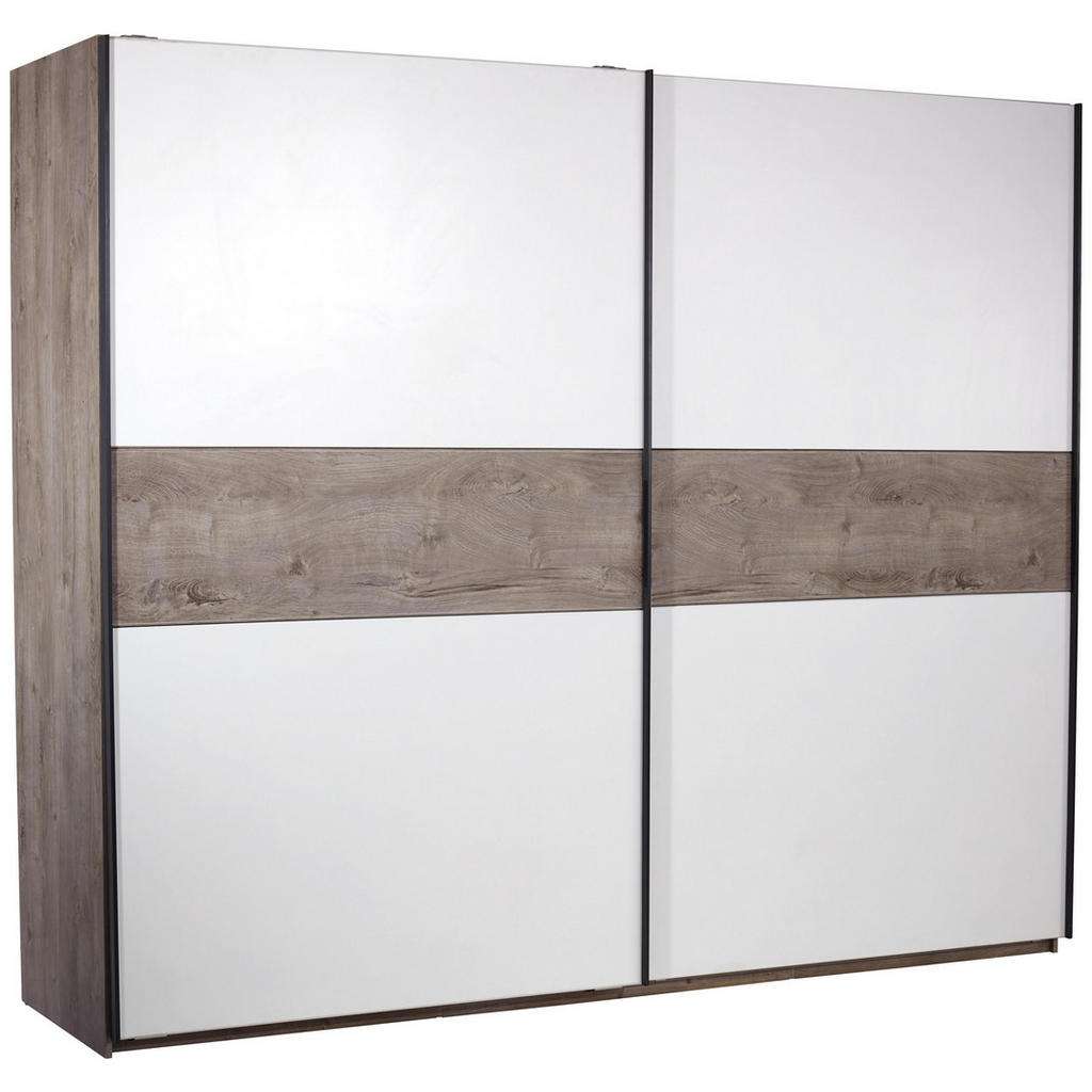 Carryhome SCHWEBETÜRENSCHRANK 2-türig Weiß, Braun