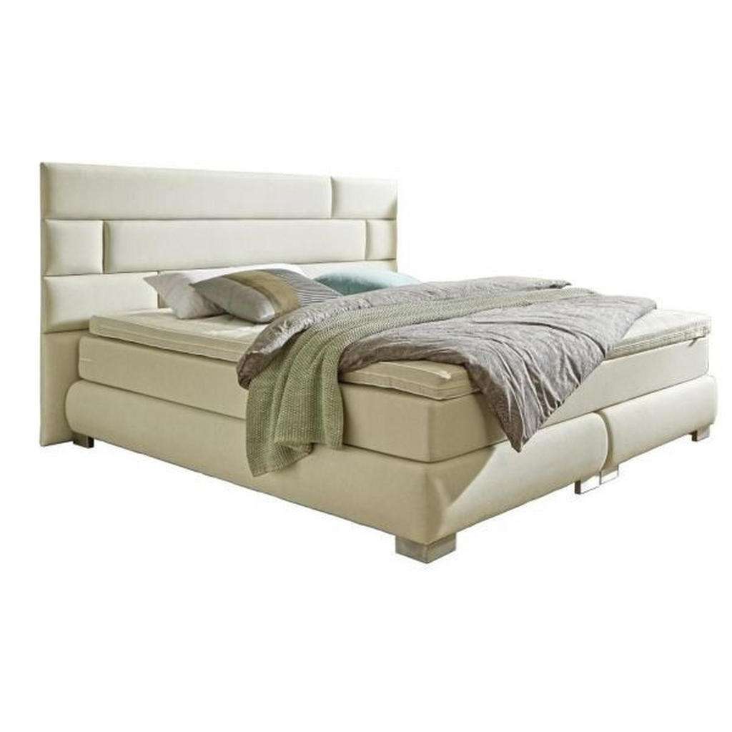 Welnova BOXSPRINGBETT Lederlook 180/200 cm INKL. Matratze, Topper, Beige