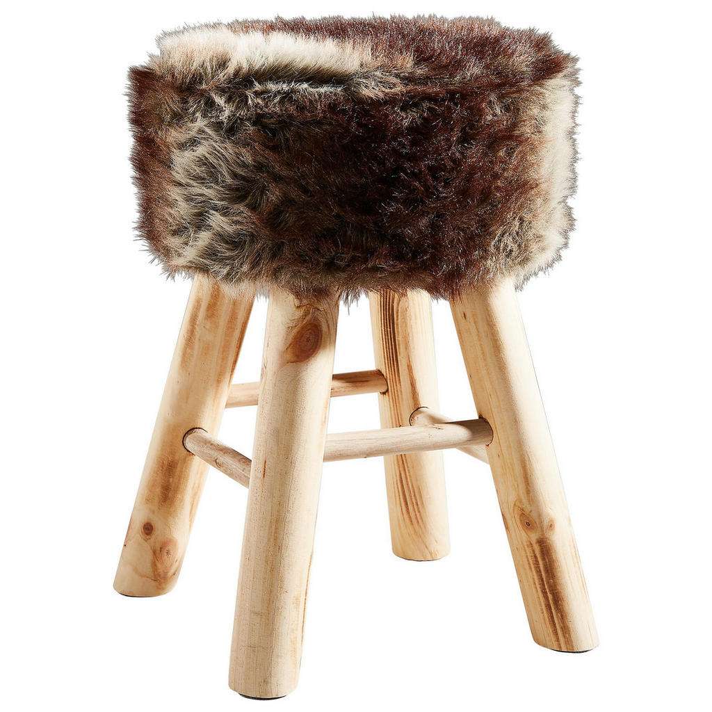 Ambia Home HOCKER Kiefer Braun, Mehrfarbig