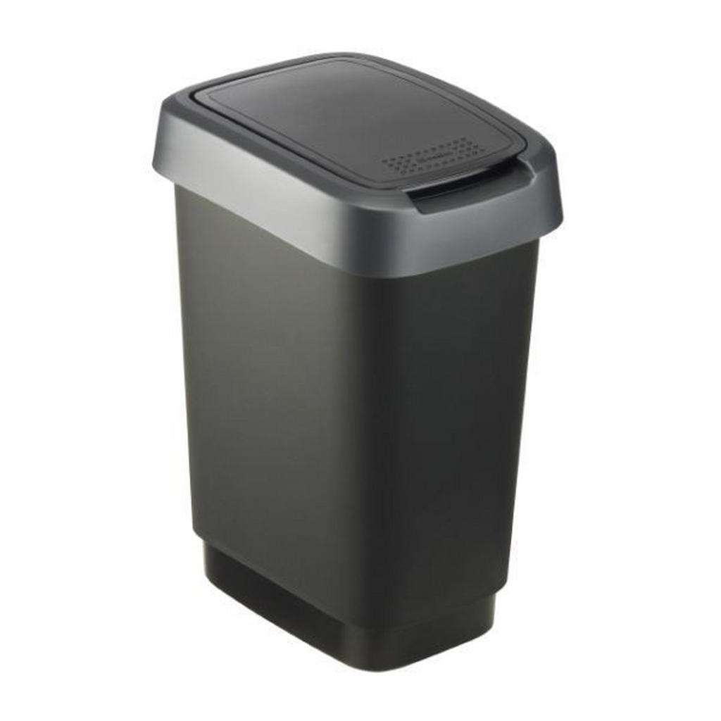 Rotho ABFALLEIMER 10 L, Schwarz, Grau