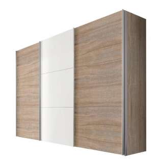 Hom`in SCHWEBETÜRENSCHRANK 3-türig Weiß, Beige