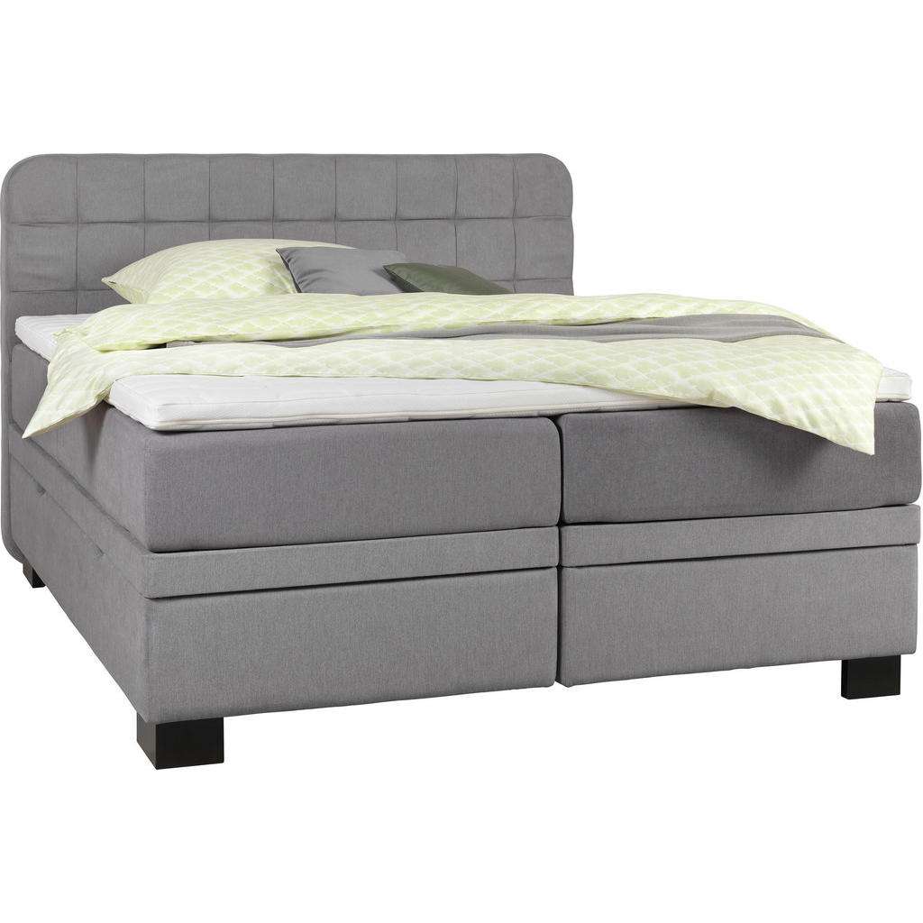 Elegando BOXSPRINGBETT Webstoff 180/200 cm INKL. Matratze, Bettkasten, Topper, Grau