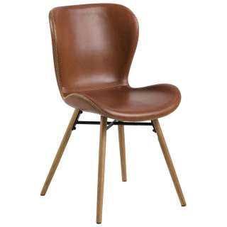 Ambia Home STUHL Lederlook Eiche massiv Braun