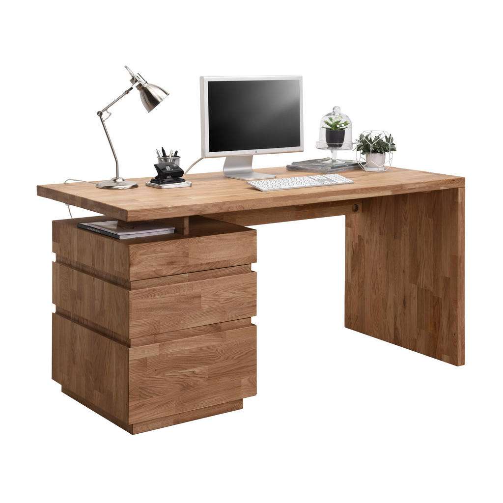 Linea Natura SCHREIBTISCH Wildeiche massiv Braun