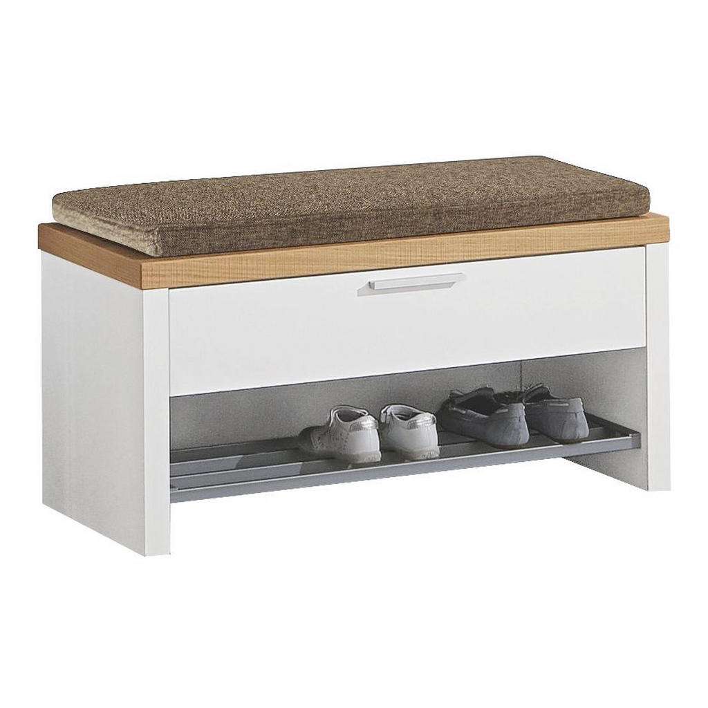 XXXL GARDEROBENBANK Eiche furniert Weiß, Braun