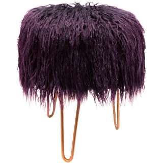 Ambia Home HOCKER Webpelz Kiefer Hartholz Lila