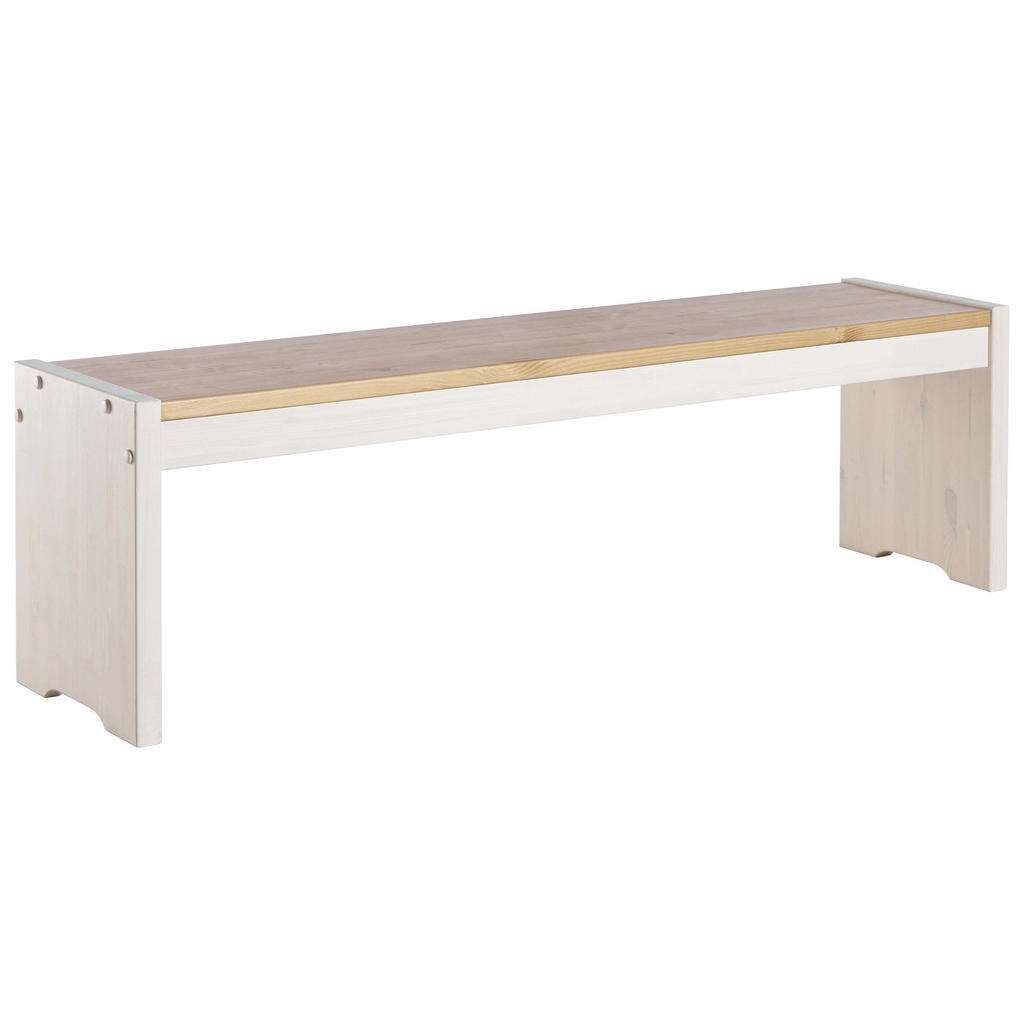 Carryhome SITZBANK Kiefer massiv Weiß, Beige