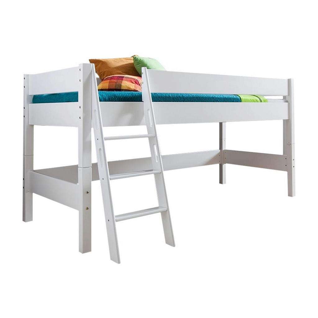 XXXL MITTELHOHES BETT Buche massiv 90/200 cm Weiß