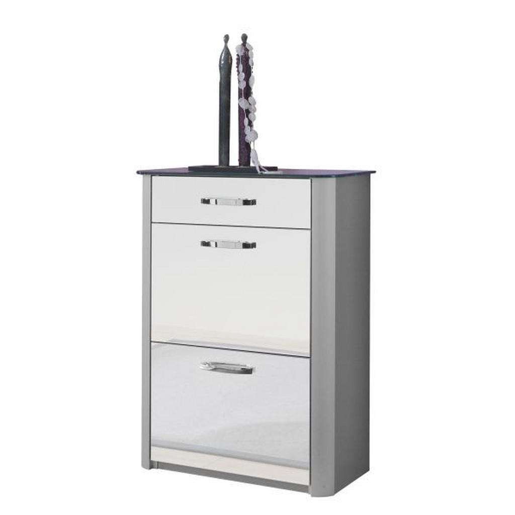 Moderano SCHUHSCHRANK Weiß, Silber