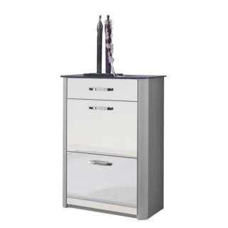 Moderano SCHUHSCHRANK Weiß, Silber