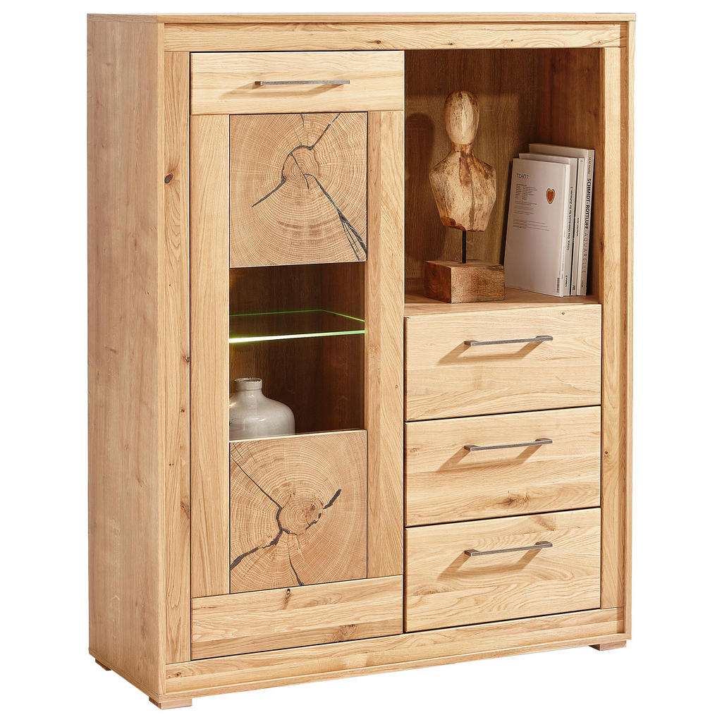 Venda HIGHBOARD Eiche teilmassiv geölt, melaminharzbeschichtet Braun
