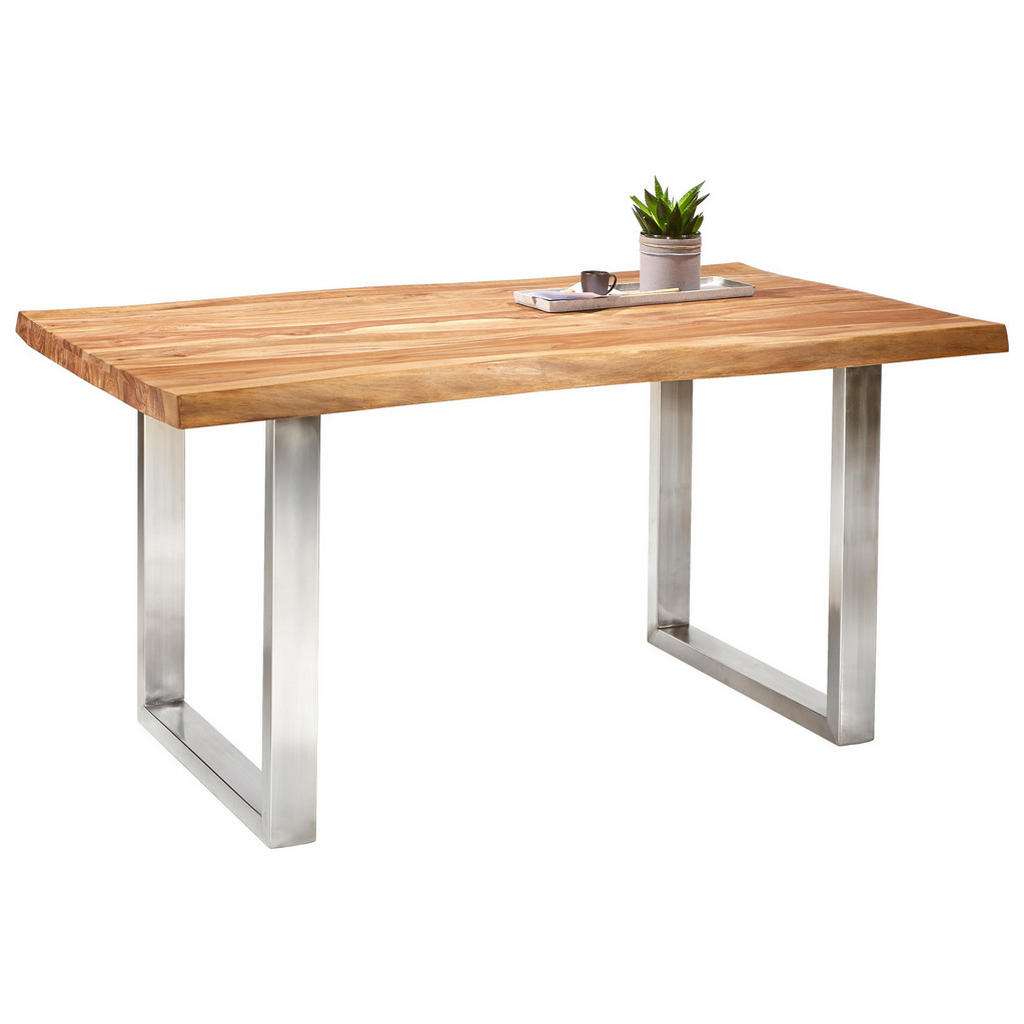 Landscape ESSTISCH Sheesham massiv Braun, Silber