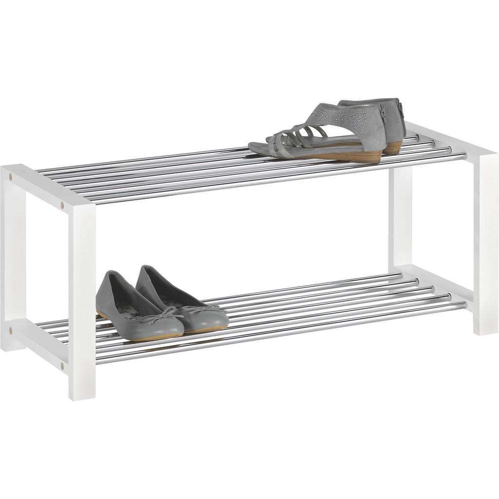 Carryhome SCHUHREGAL lackiert Weiß, Silber