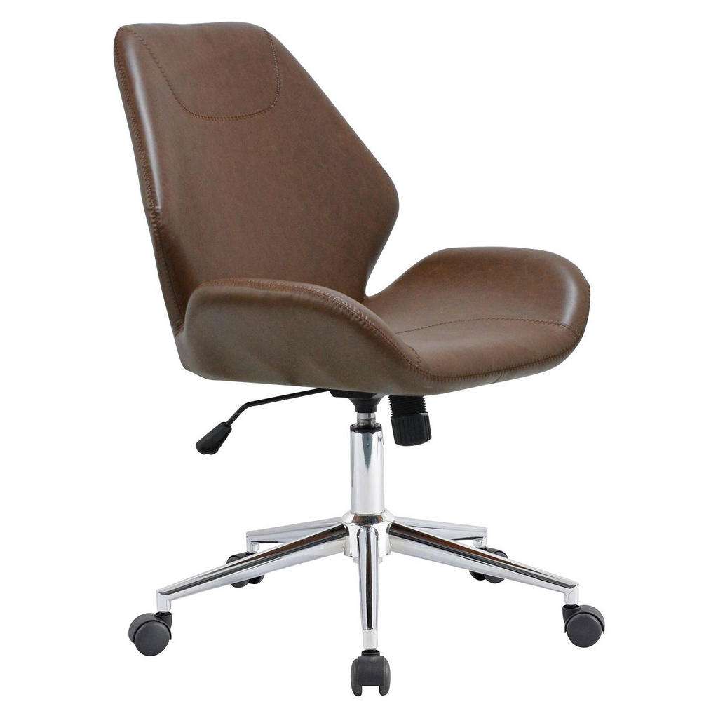 Hom`in DREHSTUHL Lederlook Silber, braun