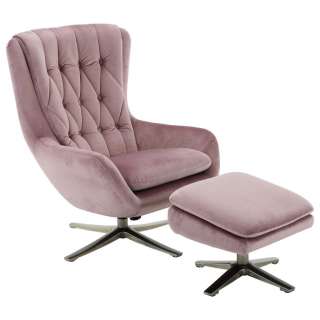 Carryhome RELAXSESSELSET Samt Hocker, Silber, Rosa