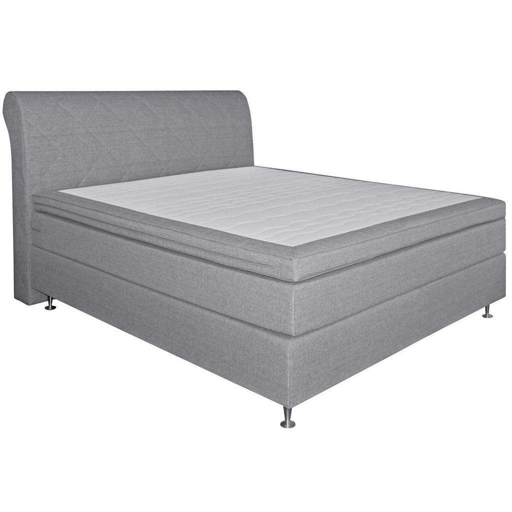 Welnova BOXSPRINGBETT Flachgewebe 180/200 cm INKL. Matratze, Topper, Grau