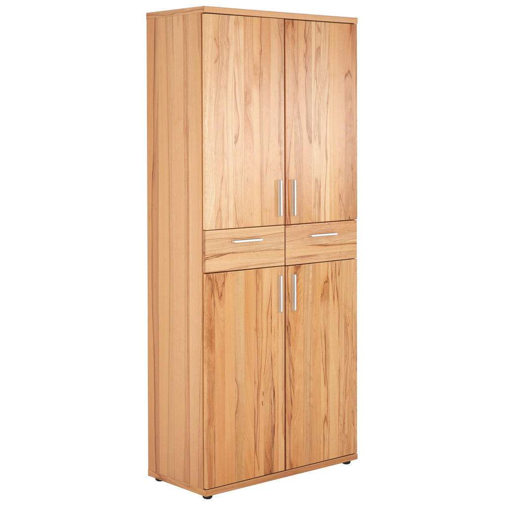 XXXL SCHUHSCHRANK Kernbuche furniert, teilmassiv lackiert, geriffelt Braun
