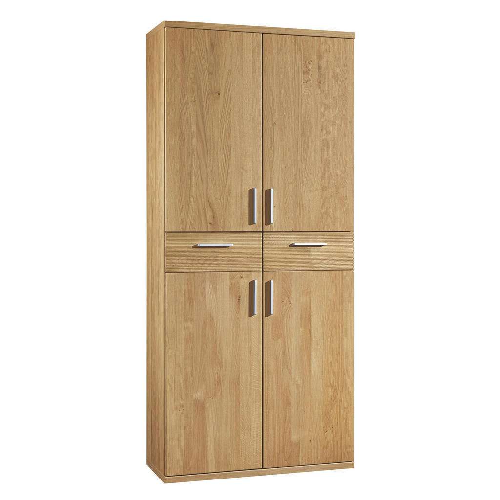 XXXL SCHUHSCHRANK Wildeiche furniert, teilmassiv lackiert, geriffelt Braun
