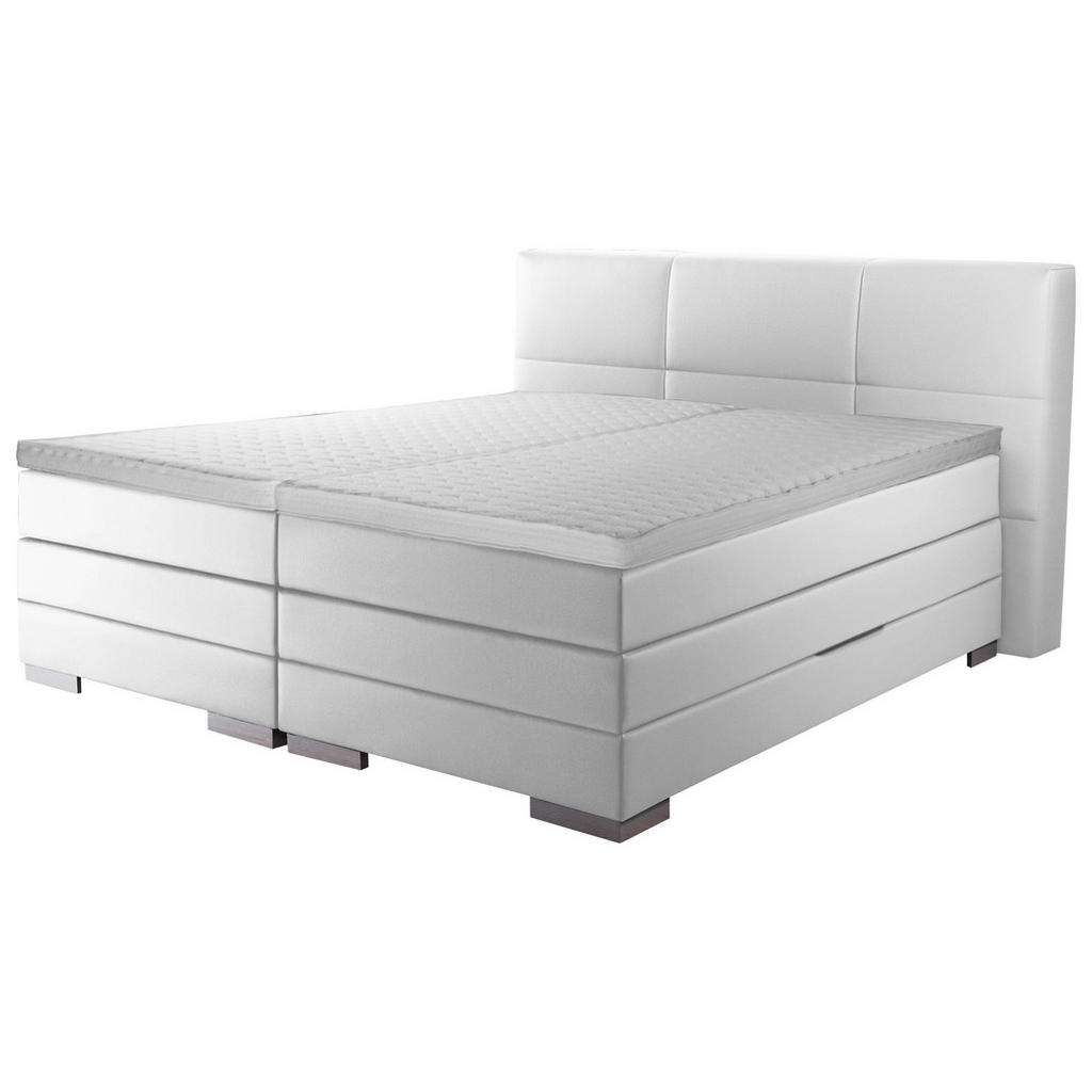 Novel BOXSPRINGBETT 'PRINZ' H2 Lederlook 160/200 cm INKL. Matratze, gepolstertes Kopfteil, Bettkasten, Topper, Weiß
