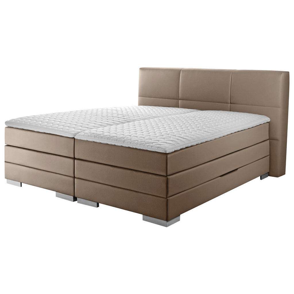 Novel BOXSPRINGBETT 'PRINZ' H3 Lederlook 160/200 cm INKL. Matratze, gepolstertes Kopfteil, Topper, Grau