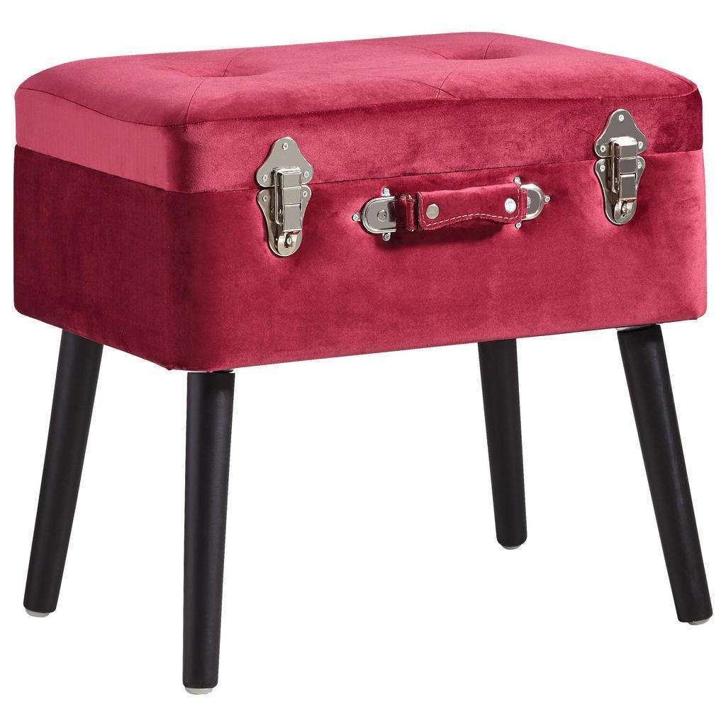 Xora HOCKER Samt Kiefer Schwarz, Rot