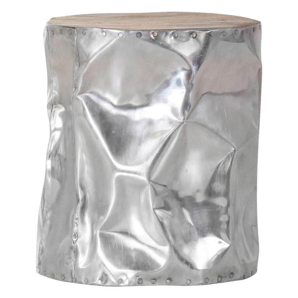 XXXL HOCKER Teakholz massiv Mehrfarbig, Silber