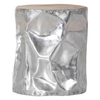 XXXL HOCKER Teakholz massiv Mehrfarbig, Silber