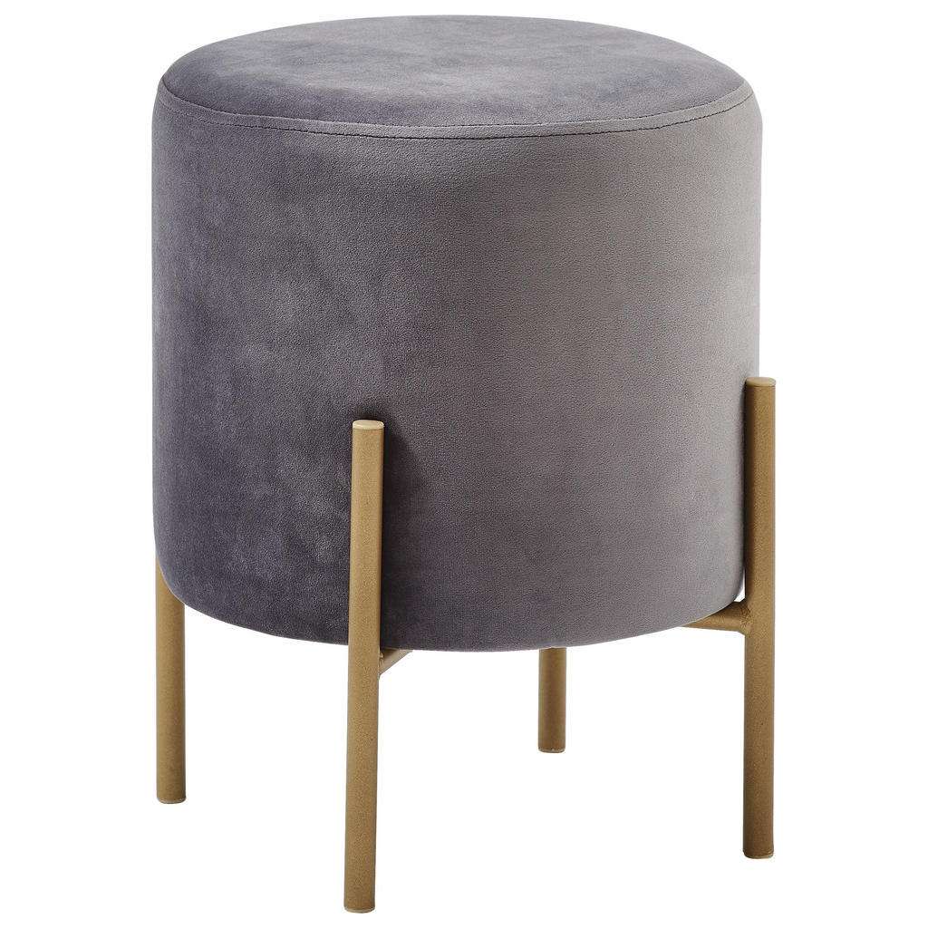 Xora HOCKER Samt Grau, Gold