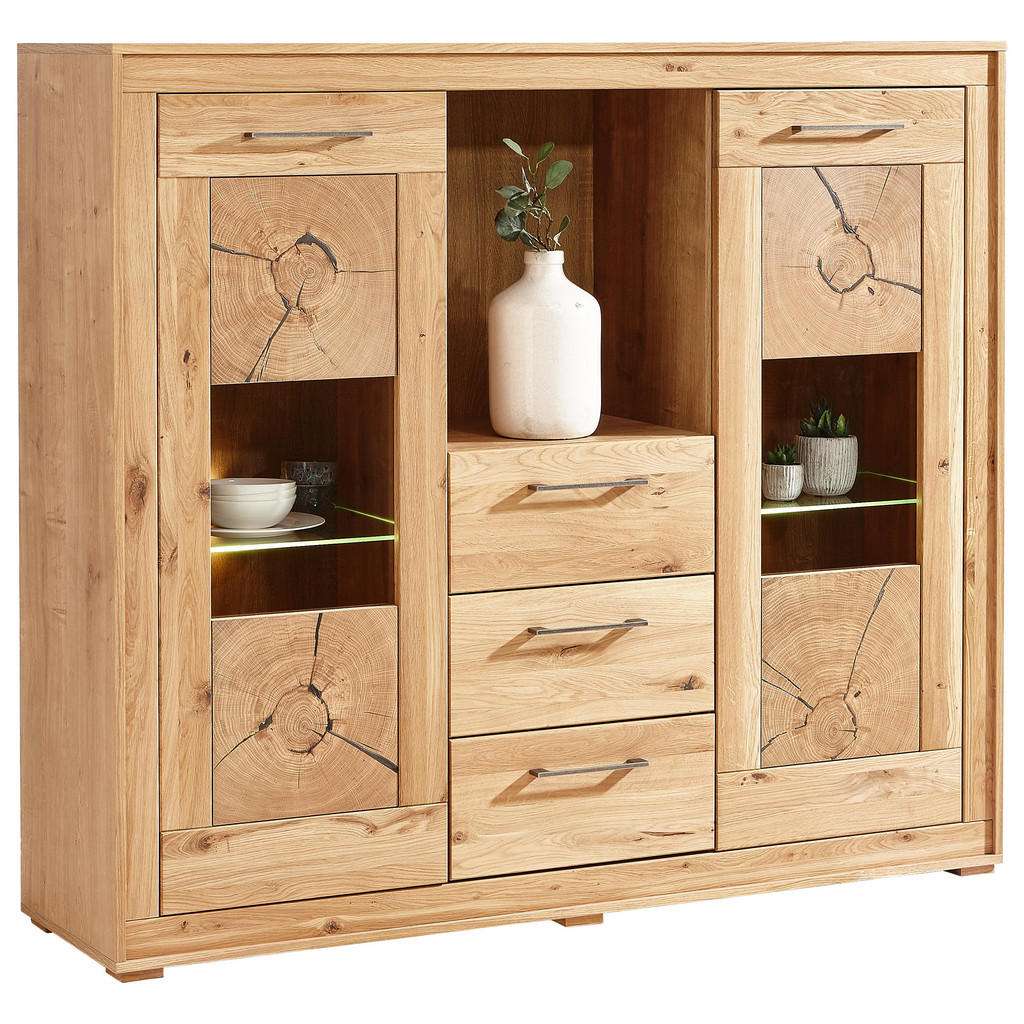 Venda HIGHBOARD Eiche teilmassiv geölt, melaminharzbeschichtet Braun