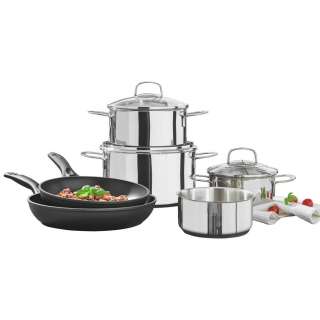 Schulte Ufer KOCHTOPFSET Aluminium, Edelstahl 6-teilig, Schwarz, Silber