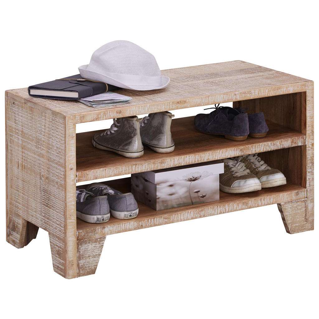 Landscape GARDEROBENBANK Mangoholz massiv Beige