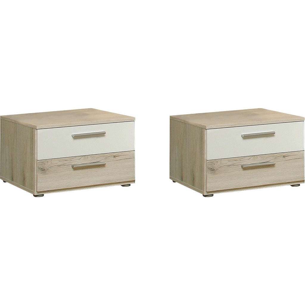 Carryhome NACHTKÄSTCHENSET Weiß, Braun