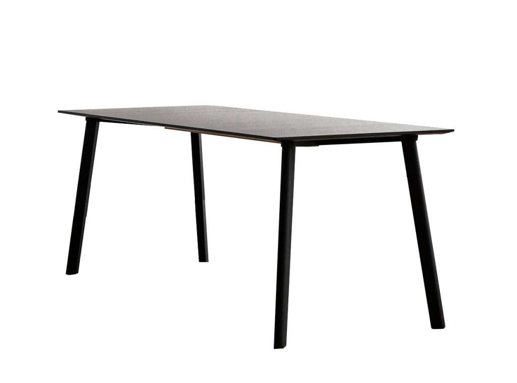 HAY - Copenhague Deux CPH 210 Tisch - Platte dunkelgrau - Gestell Buche Natur - 200 x 75 cm - indoor
